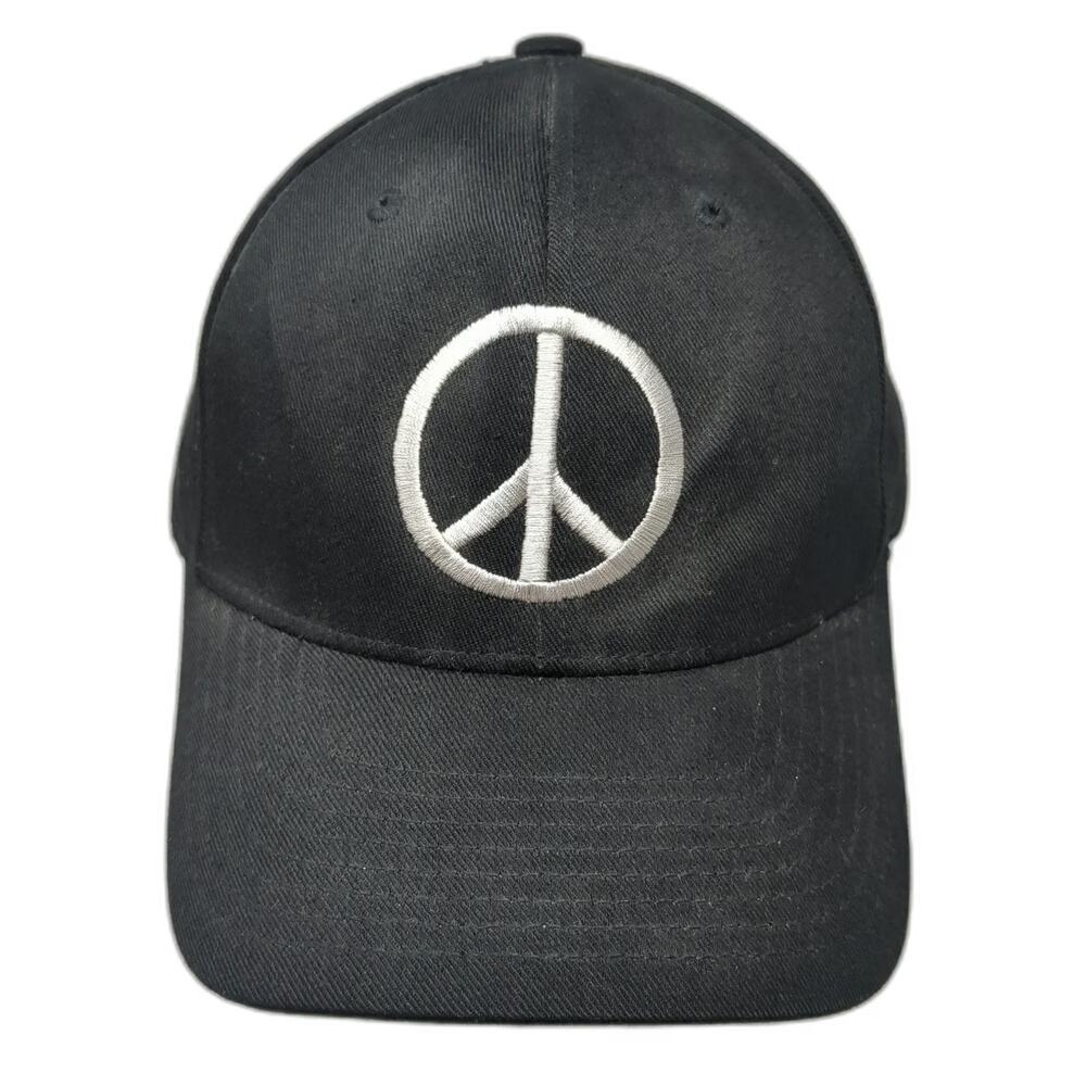 Flexfit Baseball Cap Black XL Peace Sign Cher 2004 Concert Tour hat Vintage